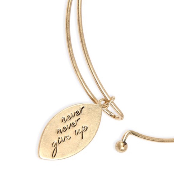 BRACELET W/ FOOTBALL THEMED CHARMS “never never give up” - Picture 2 of 3